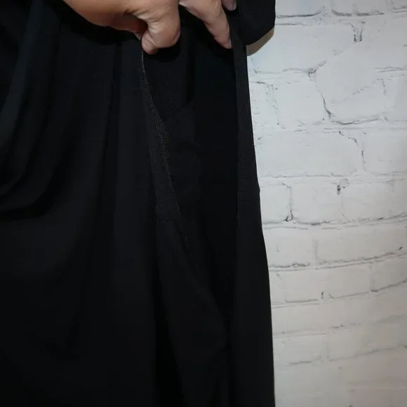 Talbots Black Short Sleeve Faux Wrap Sheath Midi Dress Women's Size 2XP-NWT - Picture 3 of 9